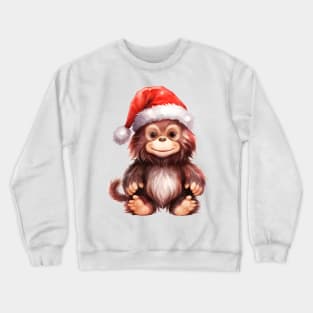 Orangutan in Santa Hat Crewneck Sweatshirt